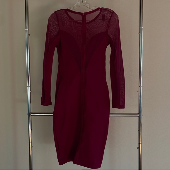 WORLD OF WOMEN COUTURE berry bodycon sheer cocktail cut out dress - Picture 7 of 10